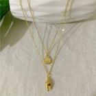Shell Pendant Layered Necklace Double Layer Necklace - Gold - One Size