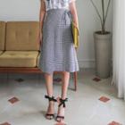 Wrap-front A-line Check Skirt