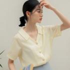 Short-sleeve Plain Shirt Almond - One Size