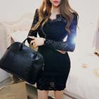 Long-sleeve Mini Bodycon Lace Dress