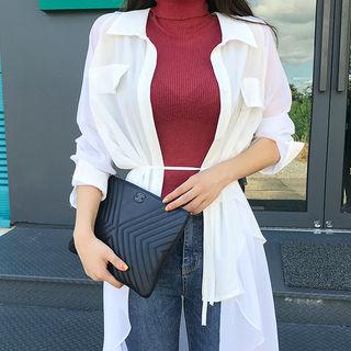 Dip-back Chiffon Blouse With Sash