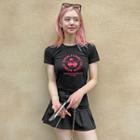 Letter Cherry-print Cropped T-shirt