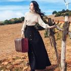 Set: Turtle-neck Sweater + Maxi A-line Skirt