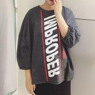 Lettering 3/4 Sleeve Pullover