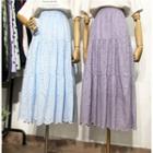 Plain Lace Midi A-line Skirt