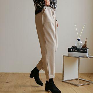 Patch-pocket Rollup-hem Baggy Pants