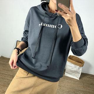 Comma Letter-print Loose-fit Hoodie