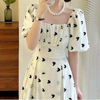 Short-sleeve Heat Print A-line Dress