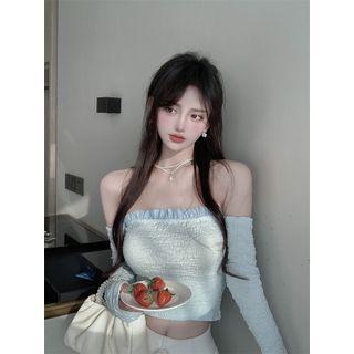 Set: Frill Trim Tube Top + Arm Sleeves