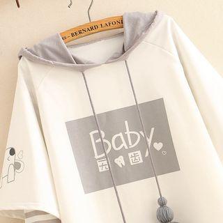 Mock Two-piece Stripe Panel Hoodie As Shown In Figure - One Size