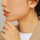 Non-matching Alloy Bead Dangle Earring 1 Pair - Silver - One Size
