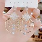 Flower Rhinestone Hoop Alloy Dangle Earring 1 Pair - Gold - One Size