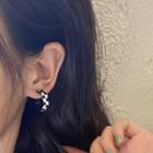 Irregular Check Glaze Open Hoop Earring 1 Pair - Earring - Silver - Black & White - One Size