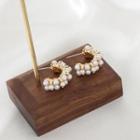 Faux Pearl C-shape Earring 1 Pair - Gold - One Size