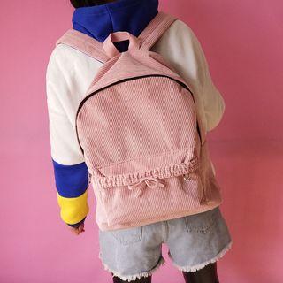 Bow-accent Corduroy Backpack