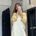 Plain Loose-fit Overall Dress Off-white - One Size