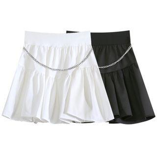 Chain Accent Mini A-line Skirt