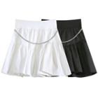Chain Accent Mini A-line Skirt