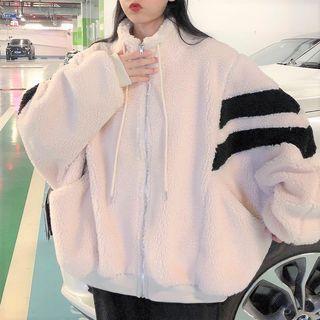 Two Tone Fleece Loose-fit Zip-up  Jacket