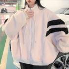 Two Tone Fleece Loose-fit Zip-up  Jacket