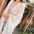 Embroidered Mesh Bell Sleeve Light Jacket