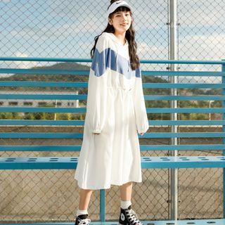 Colored Panel Midi Hoodie Dress