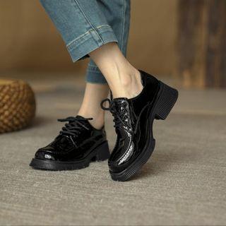 Platform Genuine Leather Lace-up Shoes