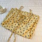 Floral Spaghetti-strap Dress Yellow - One Size