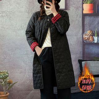 Button-up Quilted Coat Black - One Size