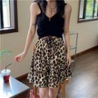 Plain Camisole Top / Leopard Print Skirt