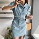 Denim Mini Shirtwaist Dress