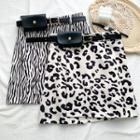 Leopard / Zebra-print Mini Skirt With Belt