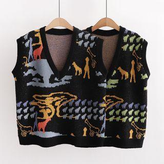 Animal Print Sweater Vest