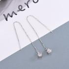 Cube Threader Earring 1 Pair - Es506 - Silver - One Size