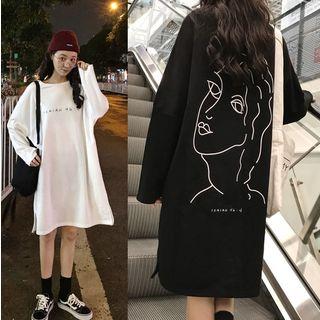 Face Print Sweatshirt Dress