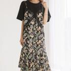 Inset T-shirt Laced Floral Long Dress