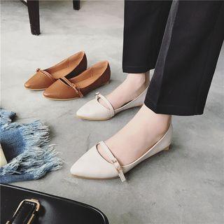 Faux-leather Pointy Toe Flats