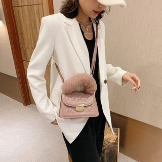 Furry Strap Quilted Crossbody Bag