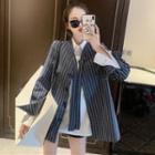Long-sleeve Asymmetric Shirt / Embroidered Blazer