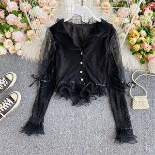 Ruffled Lace Long-sleeve Shirt