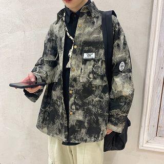 Patterned Buttoned Cargo Jacket