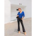 Bell-sleeve Pleated-detail Top