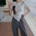 Short-sleeve Asymmetrical T-shirt / Cropped Harem Pants