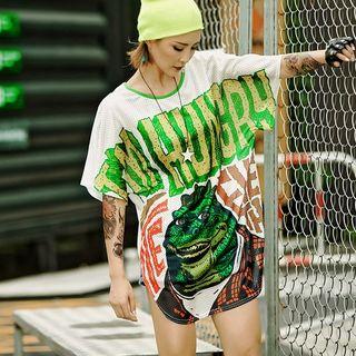 Patterned Cross-strap T-shirt