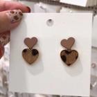 Leopard Print Heart Dangle Earring Silver Needle - As Shown In Figure - One Size