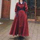 Long-sleeve Maxi A-line Shirt Dress