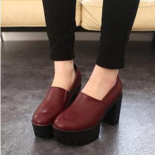 Chunky Heel Platform Loafer Pumps