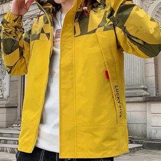 Printed Panel Letter Embroidered Windbreaker