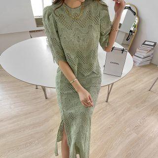 Scalloped Full-lace Top & Skirt Set