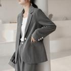 Shirt / Double-breasted Blazer / Wide Leg Pants / Set